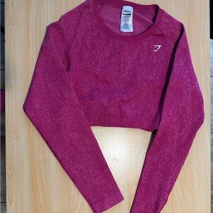 Women's Pink Adapt Fleck Long Sleeve Crop Top